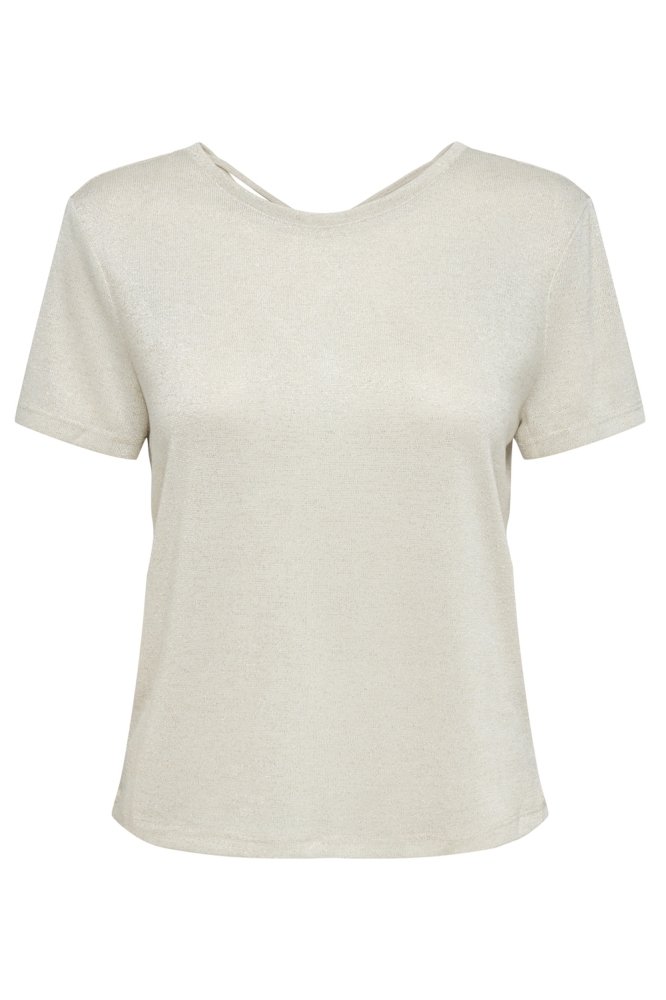 ONLAMBER LIFE S/S GLITTER TOP JRS 15346637 Cloud Dancer/Frosted Almond